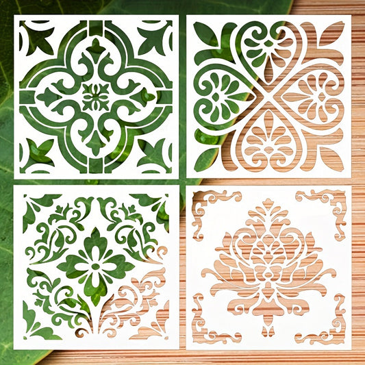 Vintage Pattern Stencils Set for DIY Painting on Tile Floor Furniture