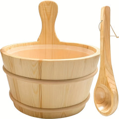 Cedar Sauna Bucket & Ladle Set, Plastic Liner, Spa Accessory