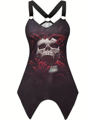 Gothic Skull Print Tank Top Sleeveless