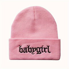 Unisex Babygirl Embroidered Warm Knit Hat for Kids & Teens