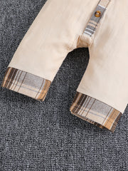 Baby Boys Long Sleeve Plaid Romper Cotton Jumpsuit Fall Winter