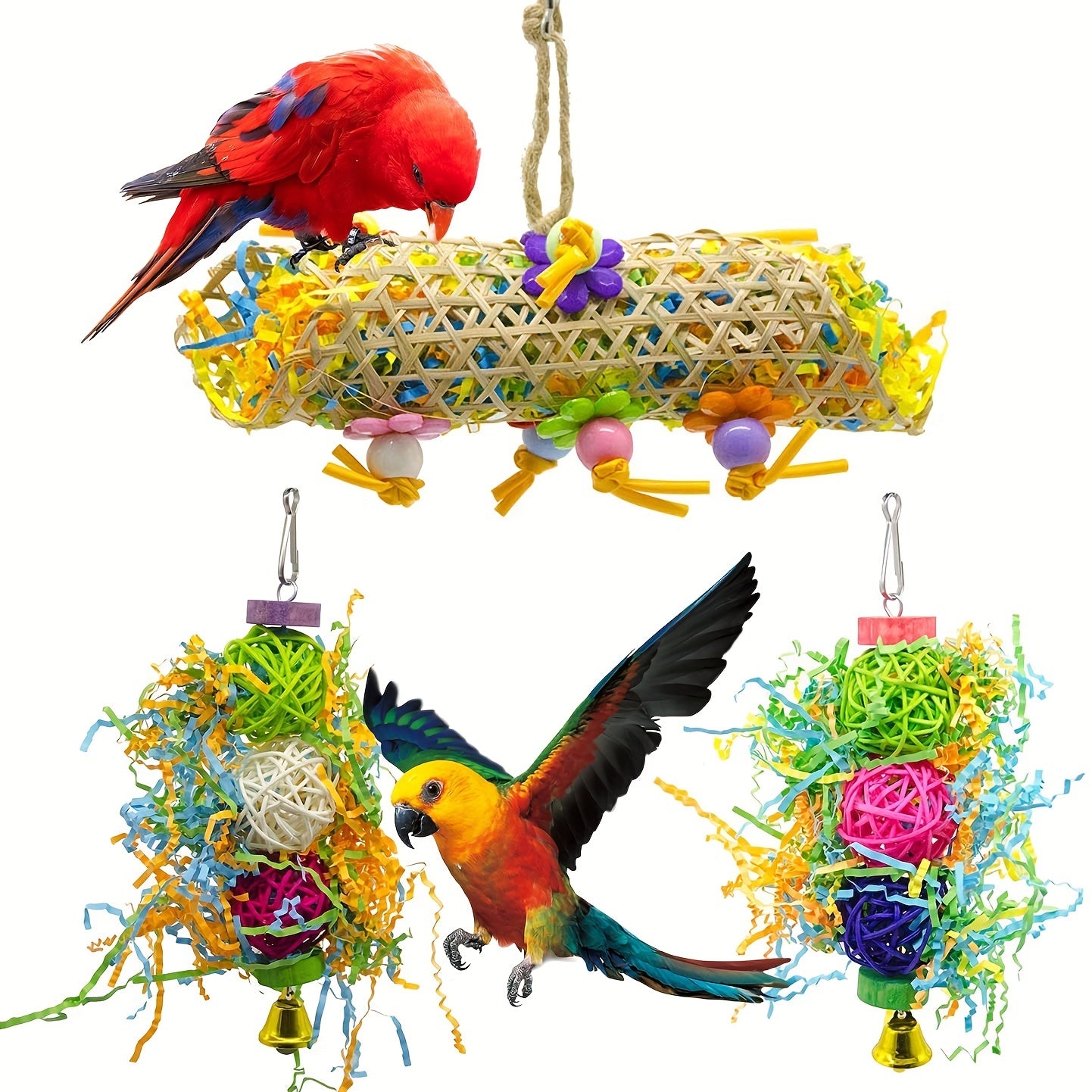 3 Pack Foraging Toys for Parrot Fun & Stimulation