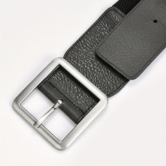 Square Pin Buckle Belt Elastic Wide Waistband Women Girdle Dress Coat Belts