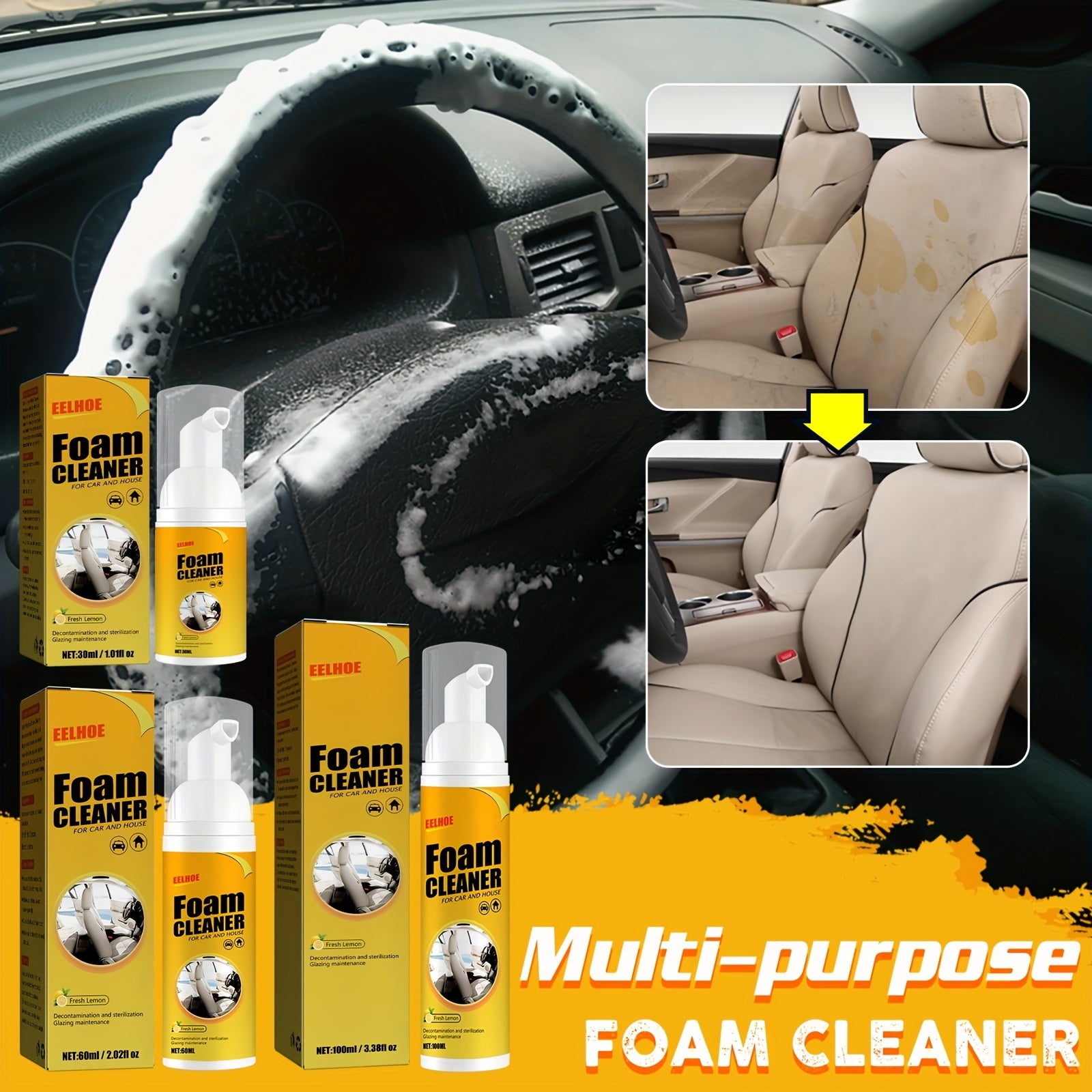 2 Boxes 30 100ML Foam Cleaner for Leather Car Interior Home Maintenance
