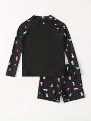 Boys Sunscreen Swimsuit Outfit Long Sleeve Top & Shorts Set