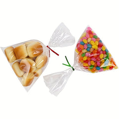 100 Clear Cellophane Bags with Twist Ties for Bakery Cookies & Candies