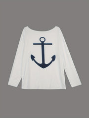Navy Sports Set Anchor Print Top & Skinny Pants