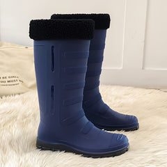 Women's Plush Knee High Rain Boots Waterproof Non slip Shoes