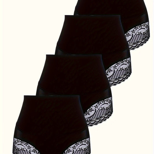 4 Pack Plus Size Lace Tummy Control Butt Lifting Shapewear Briefs Set