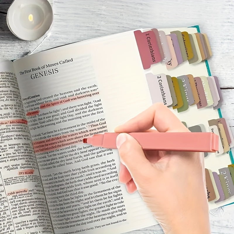 75 Bible Tabs & 6 Highlighters Set - Colorful Tabs for Women