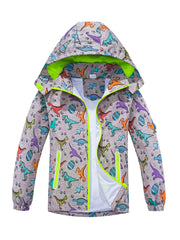 Boys Dinosaur Raincoat Jacket with Removable Hood