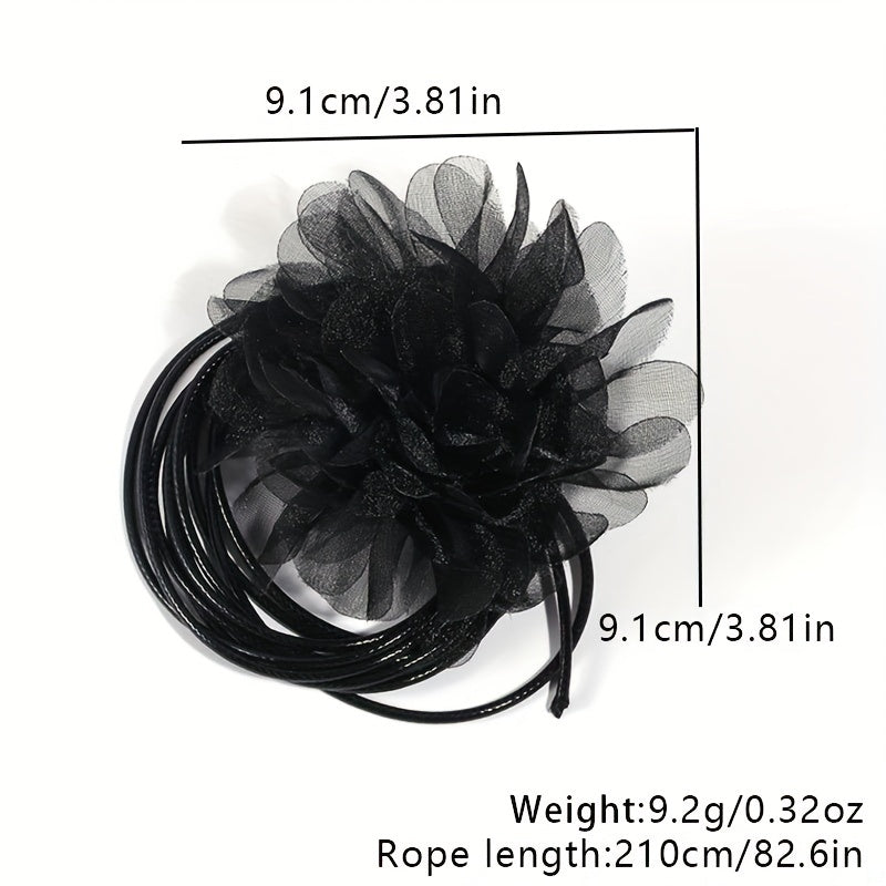 Mesh Flower Sash Belt Lace Up Waist Belt for Women