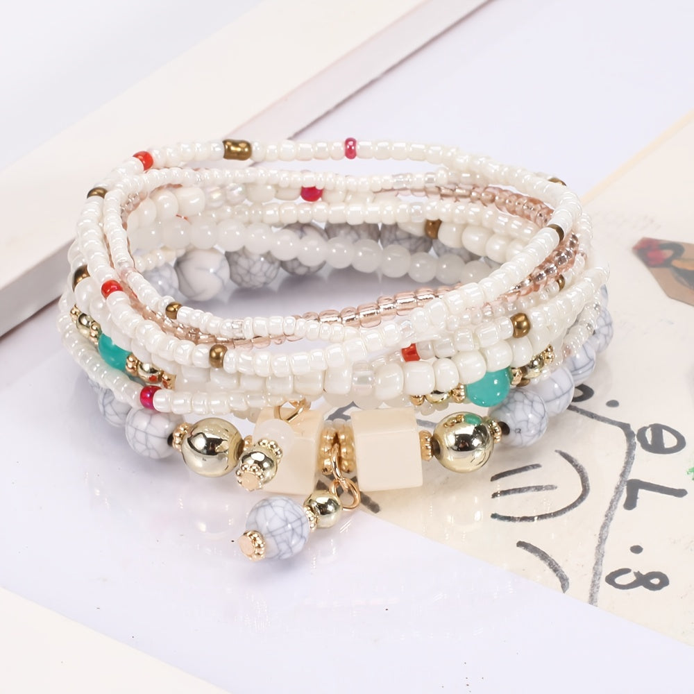Colorful Bohemian Beaded Bracelet Stackable Hand Jewelry