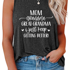  Women's Slogan Print Tank Top Round Neck