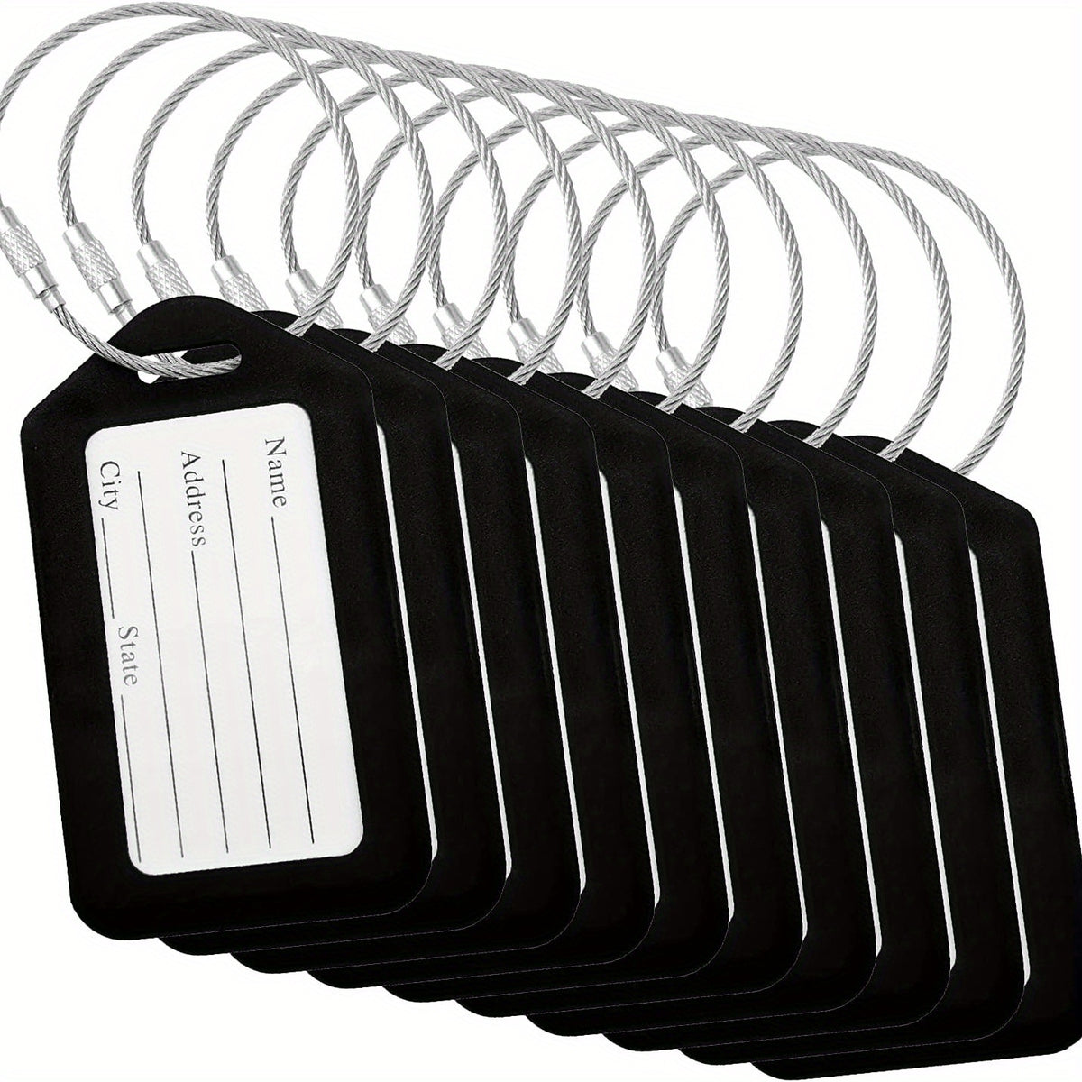 10 Green Luggage Tags with Keychain Attachment