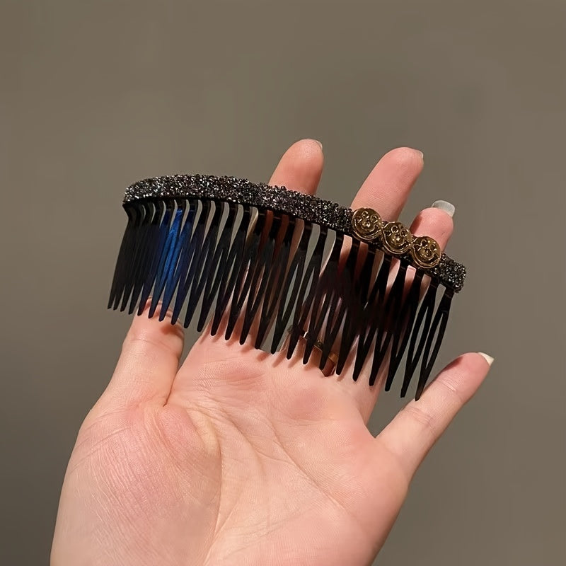 Happy Face Flowers Heart Decor Hair Comb Rhinestone Headwear