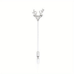 Vintage Elk Head Long Alloy Brooch Men's Suit Collar Pin