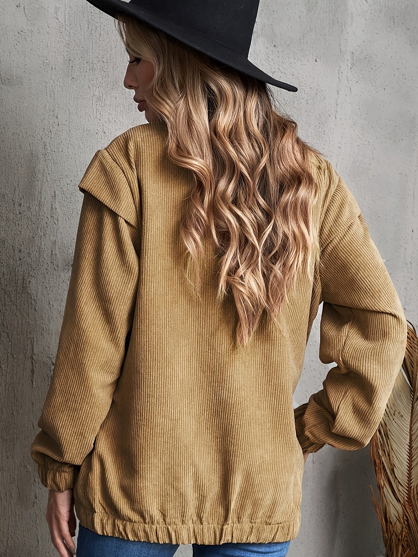 Solid Stand Collar Long Sleeve Buckle Jacket