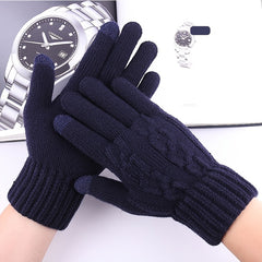 Men's Touch Screen Jacquard Gloves Plus Velvet Warm Outdoor Cycling Driving