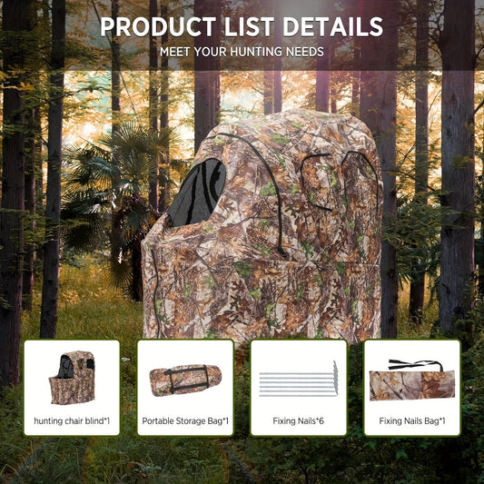 Camouflage Ground Blind for Deer and Turkey, Waterproof, Single Camo Design
