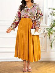  Paisley Print Long Sleeve Boho Dress