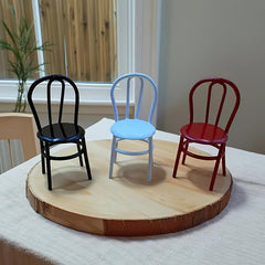 Metal Backrest Chair Retro Modern Dollhouse Furniture Red DIY Scene Props
