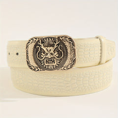 Men's Lion Pattern Buckle Belt Adjustable Belt