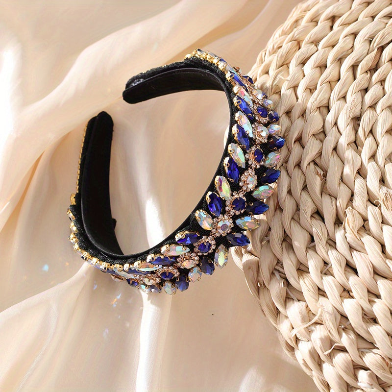 Baroque Rhinestone Headband Glitter Hair Hoop For Women Bridal Wedding