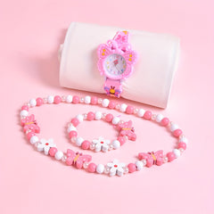 3pcs Butterfly Strap Girls' Cartoon Watch