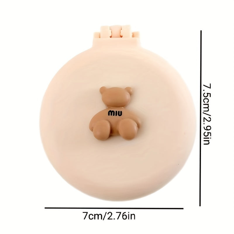 Mini Compact Hair Brush & Mirror for Purse Pocket - Round Folding Comb