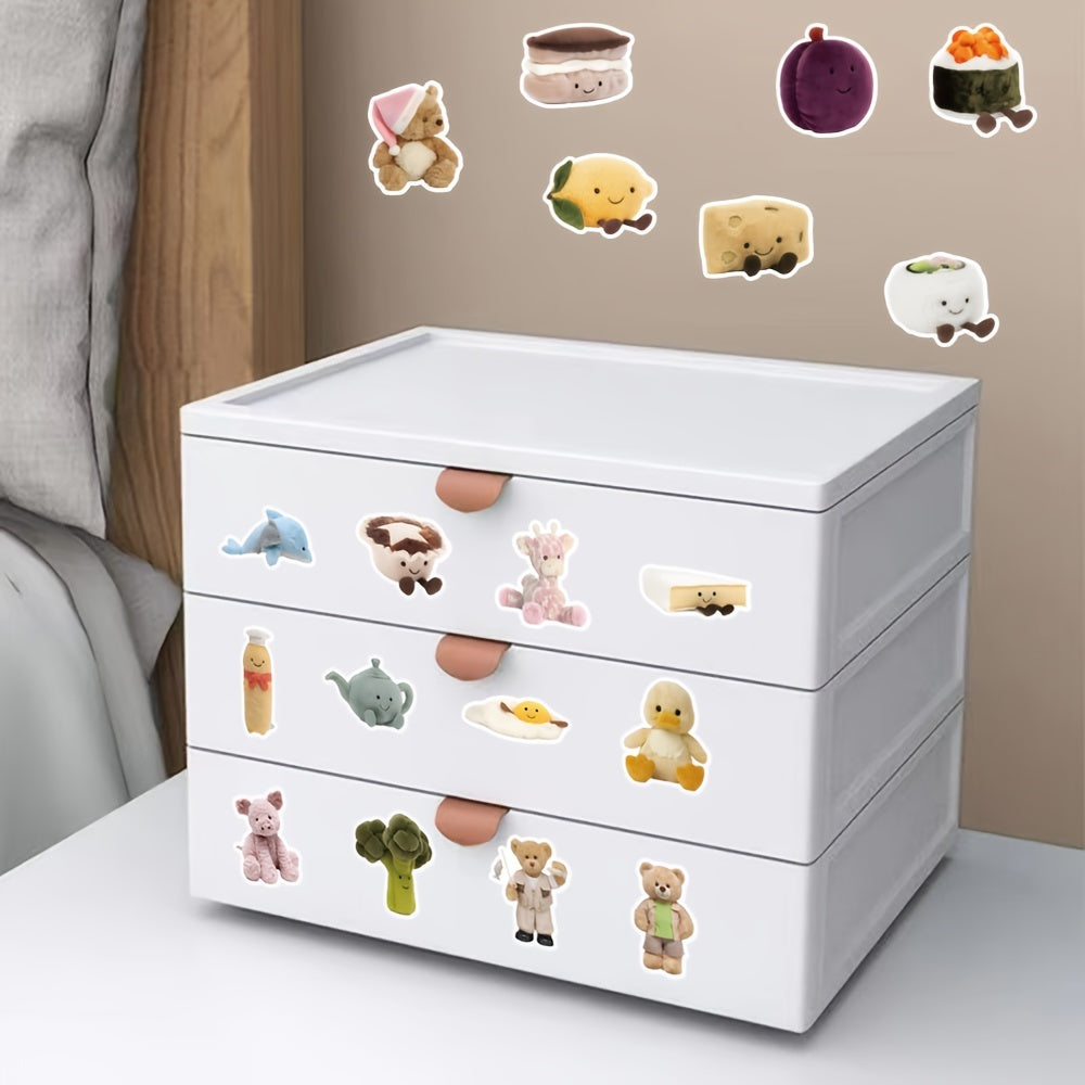 52pcs Plush Graffiti Stickers Waterproof DIY Decoration