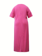  Women's Letter Print Maxi Dress with Pockets