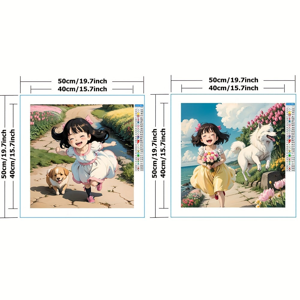 Girl & Dog Cross Stitch Patterns Kit - Full Embroidery DIY