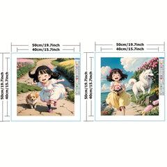 Girl & Dog Cross Stitch Patterns Kit - Full Embroidery DIY