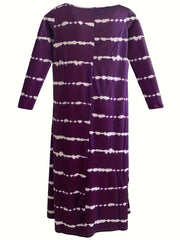  Tie Dye Long Sleeve Round Neck Maxi Dress