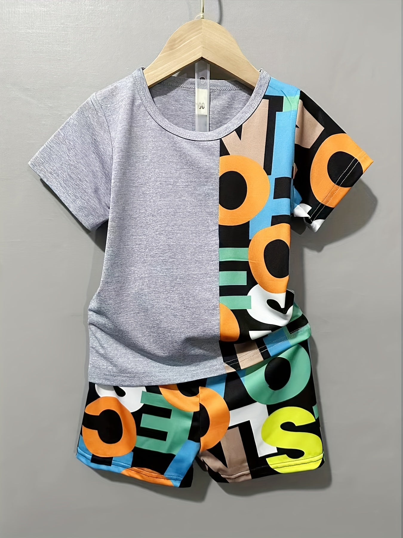 Boys Letter Pattern Casual Outfit T shirt & Shorts For Summer Kids