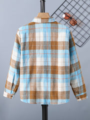 Toddler Boys Plaid Lapel Shirts Long Sleeve Button Down Tops Spring Fall Outwear