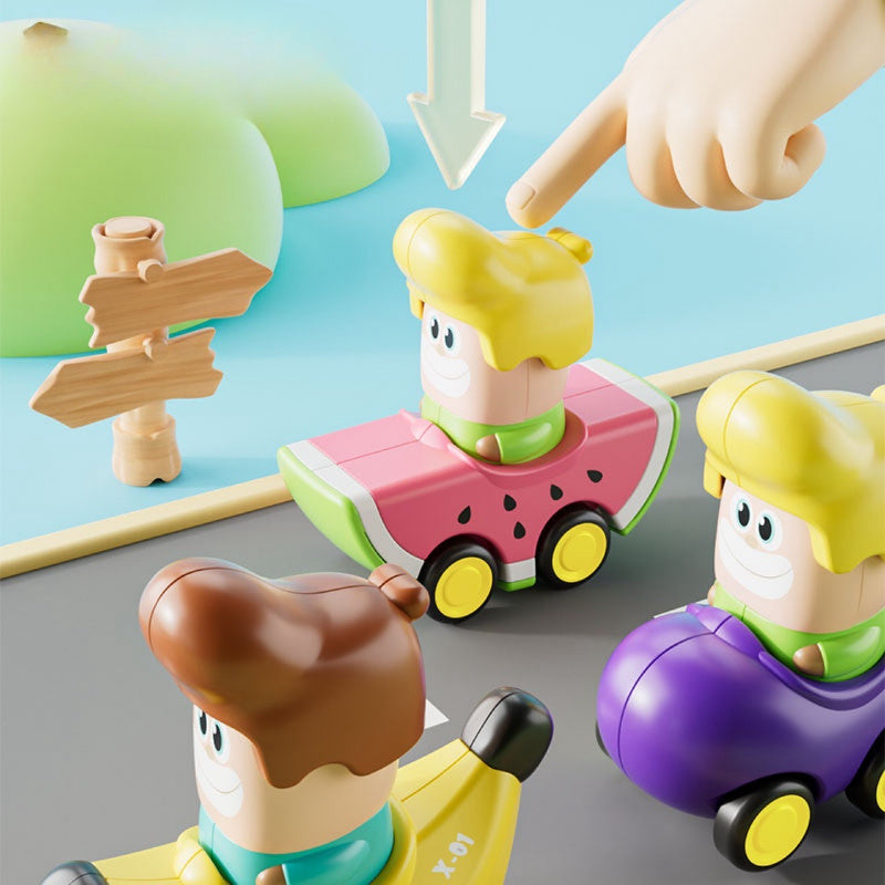 Fruit Theme Cartoon Car Toy Set Mini Push Inertia Pull Back Sliding Cars