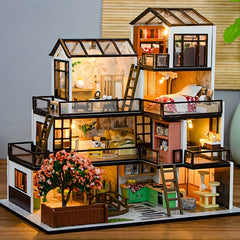 DIY 3D Puzzle House Kit with LED Lights Handcrafted Dollhouse for Teens & Adults