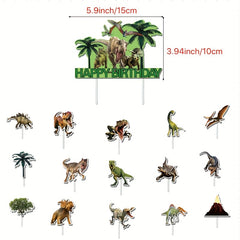 Dinosaur Theme Birthday Party Banner Cake Insert Set