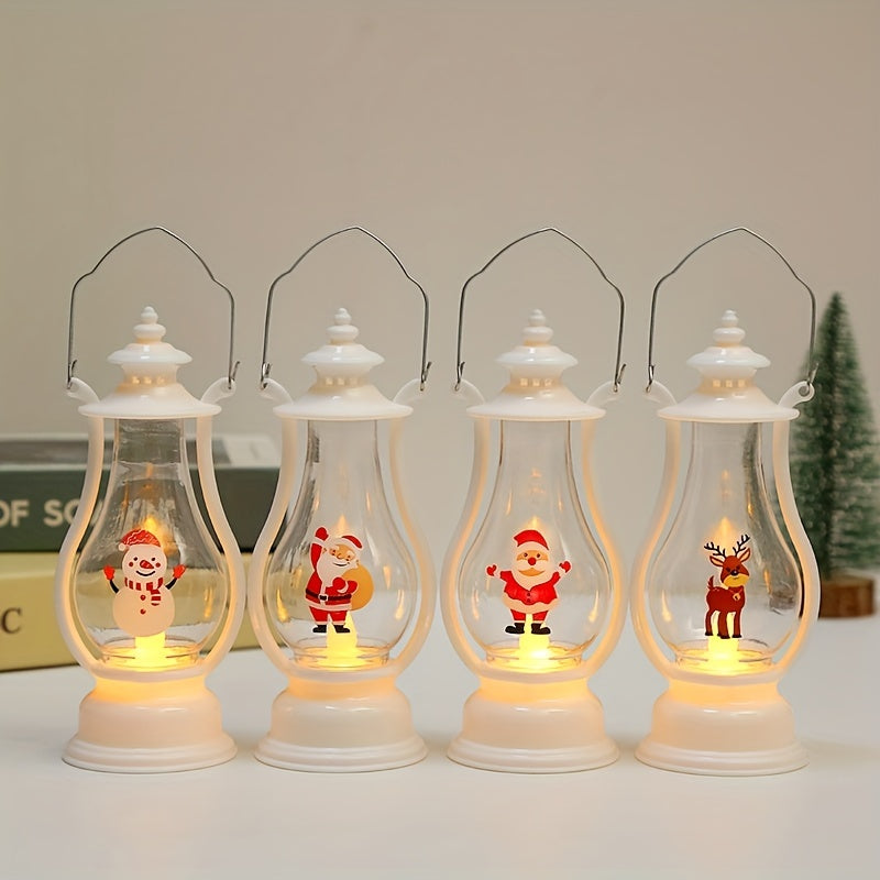 Vintage Santa Snowman Deer Lantern LED Night Light for Parties