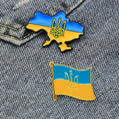 Ukraine Flag Map Print Brooch