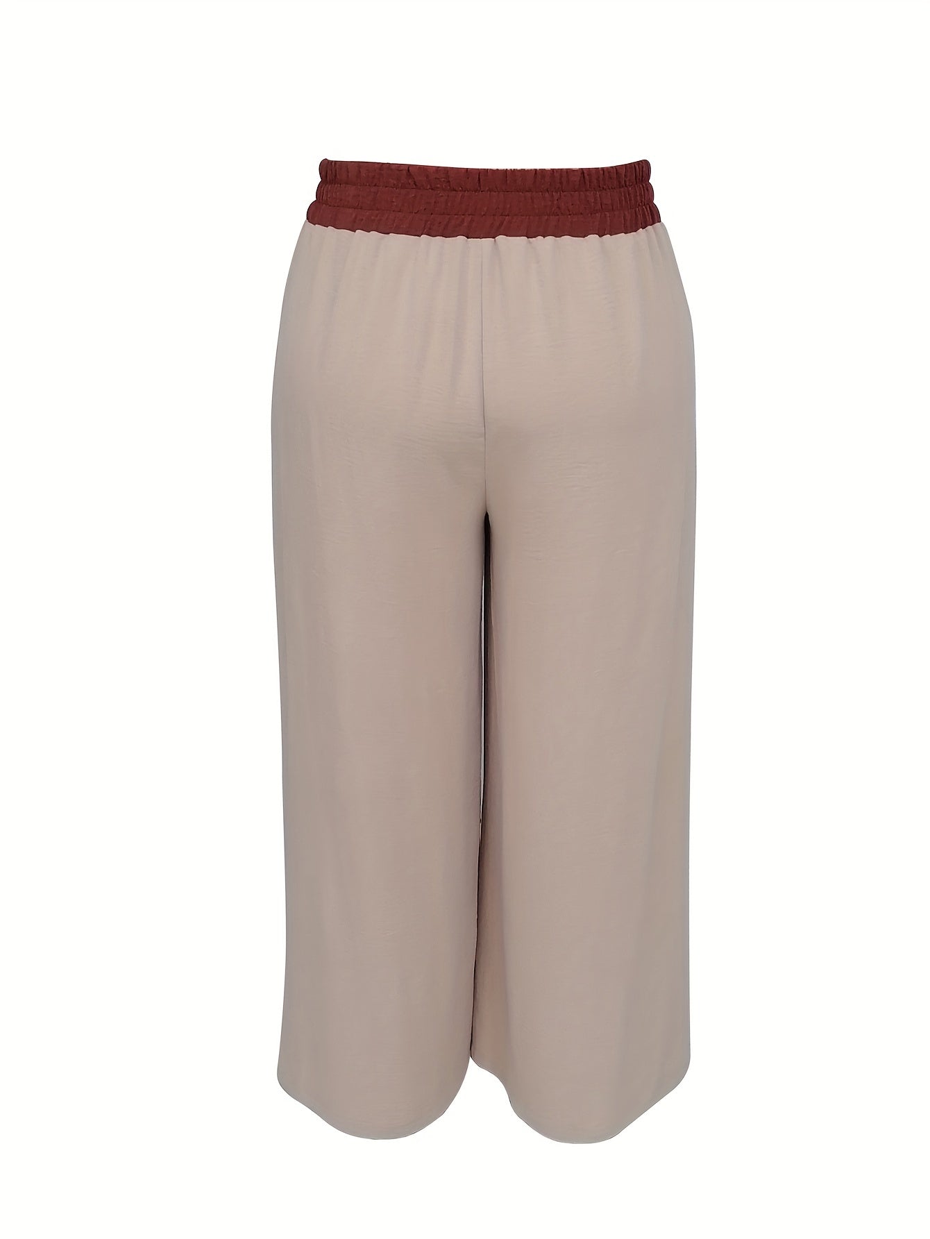  Colorblock Drawstring Wide Leg Trousers