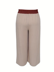  Colorblock Drawstring Wide Leg Trousers