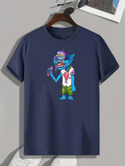 Cartoon Print Men's Graphic T-shirt for Summer