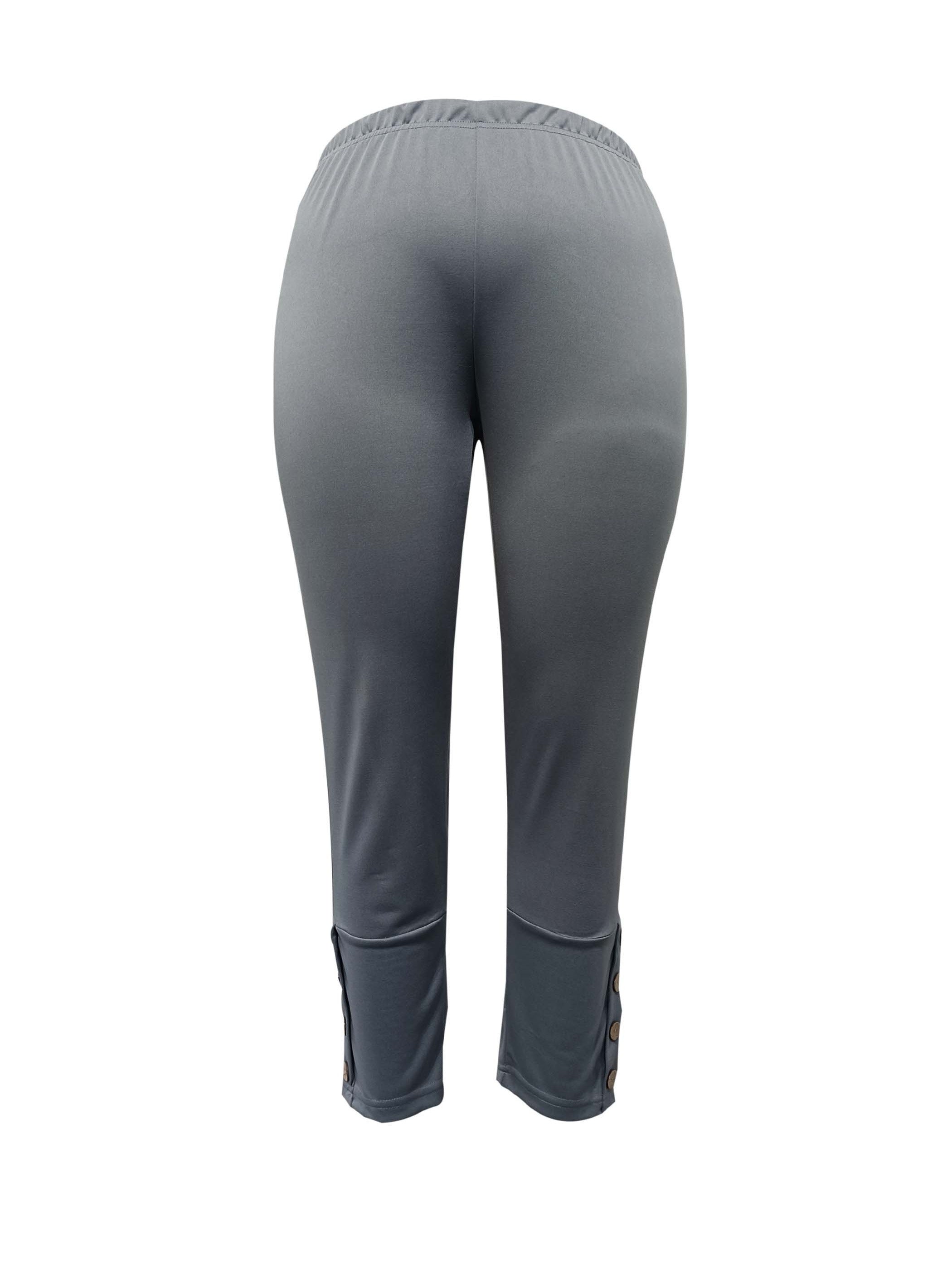  Button Decor High Rise Skinny Trousers