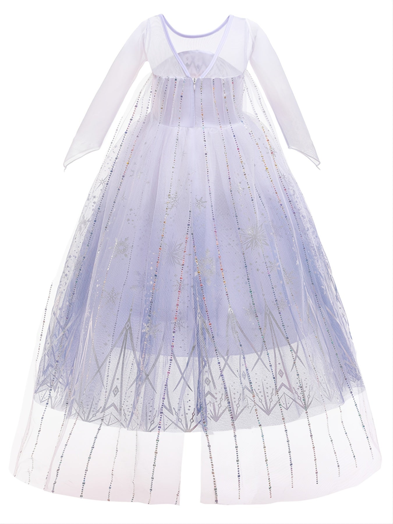 Girls Mesh Princess Dress Snowflake Print Cosplay Performance Party Costume