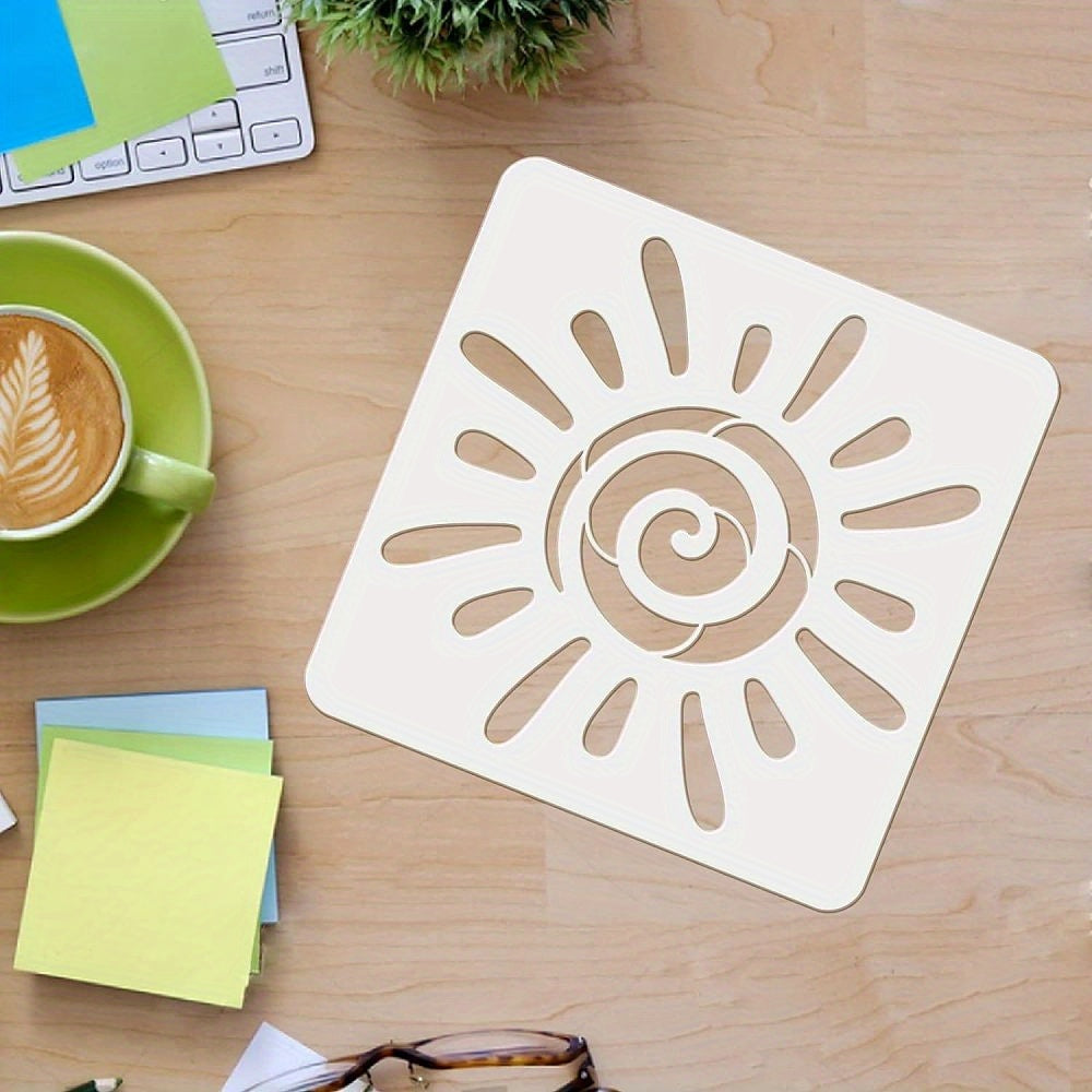 Plastic Reusable Stencil Template: Square Sun Pattern Scrapbook