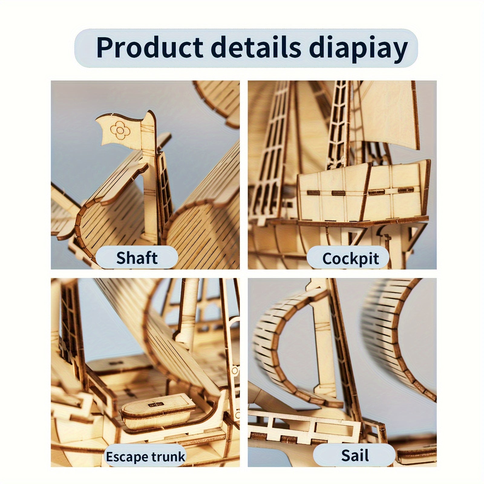 3D Ocean Sailboat Wooden Puzzle Model Kit