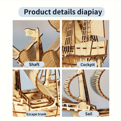 3D Ocean Sailboat Wooden Puzzle Model Kit